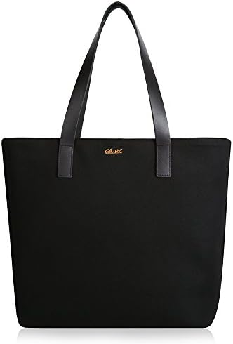 Women Work Tote Bag Basic Spacious Light Weight Tote Bag Genuine Leather Canvas Travel Shoulder Bag