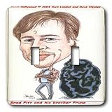 Londons Times Funny Panel Hollywood Cartoons - Brad Pitt And His Brother Prune - Light Switch Covers - double toggle switch