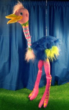 Childrens Toyshop  Toys : Ostrich (Pink/Blue) Large Marionette (B916B)