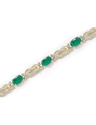 14kt Yellow Gold Oval Emerald Bracelet.