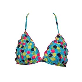BCBG Maxaria Aqua Bubbles String-Bikini Swim-top M