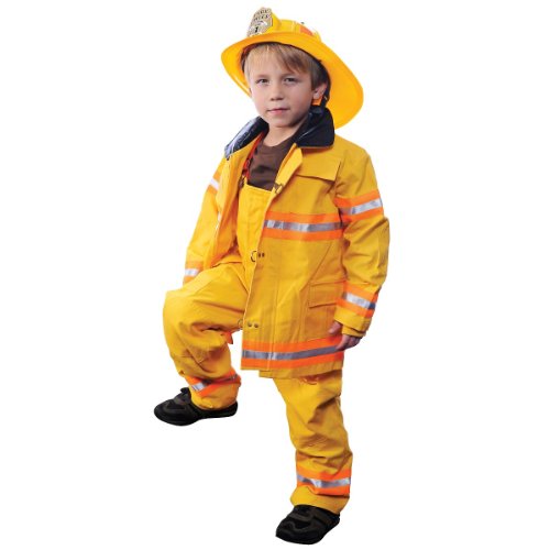 Yellow Jr. Firefighter Costume with Helmet - Child Large