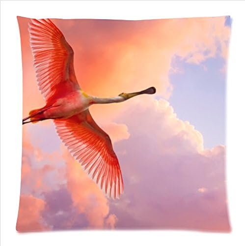 Personalized beautiful pink Flamingos pattern soft Satin bolster case pillowcase,Zipper pillow cases 18"(W)x18"(L)one side