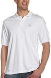  : IZOD Men's Short Sleeved Crested Solid Interlock Knit Polo, White, Small