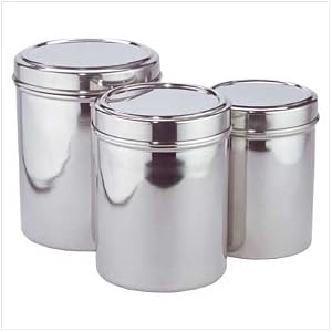 Stainless Steel Kitchen Storage Canisters Set Of Three