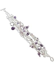 Pearl and amethyst wristband bracelet, Purple Contrasts - Hand Made Sterling Silver and Amethyst Bracelet