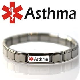 Asthma Medical ID Alert Bracelet - Stainless Steel - One size fits all - Totally Adjustable