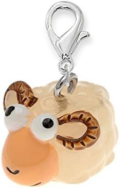 3-D Hand Painted Resin Ram, Clip on Charm Qty.1
