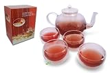Produkt-Bild: Glas Teeservice mit doppelwandigen Gl&auml;sern und Teekanne mit Teesieb
