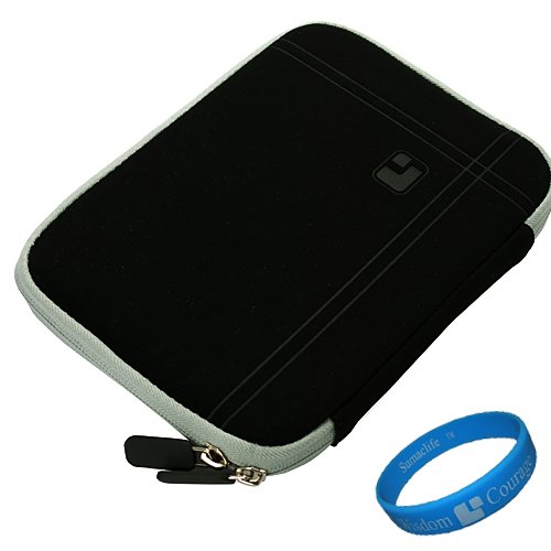 SumacLife Black Purple Micro Suede Durable Zipper Sleeve Carrying Case for Samsung Galaxy Tab Android Tablet 7 Inch