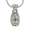 925 Silver, Blue Topaz & Amethyst Pendant with 18k Gold Accents (0.65ctw)