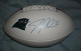 Jimmy Clausen Autographed Carolina Panthers Logo Football W/PROOF, Picture of Jimmy Signing For Us, Notre Dame Fighting Irish