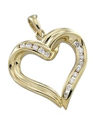 CleverEves 14K Yellow Gold 1 4 Ct Tw Diamond Heart Pendant