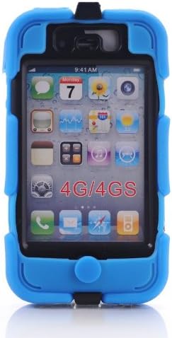 Meaci® Iphone 4/4s 4 in 1 Blue Defender Body Armor with TPU Clip Against Shocks Hard Case