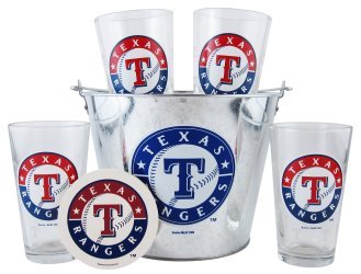 Texas Rangers Pint Glasses and Beer Bucket Set | MLB Texas Rangers Gift Set