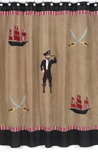 Treasure Cove Pirate Kids Bathroom Fabric Bath Shower Curtain by Sweet Jojo Designs