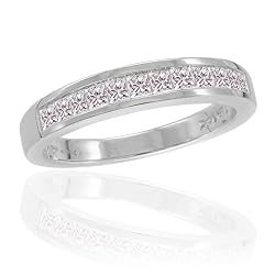14K White Gold 1/4 ct. Princess Cut Diamond Wedding Band