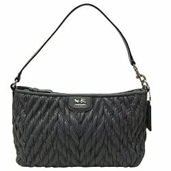 Coach Madison Chevron Nylon Demi Hobo Zip Wristlet Bag 46716 Black