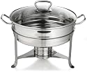 Gourmet Standard 6 Quart Stainless Steel Chafing Dish with Glass Lid - CD11013