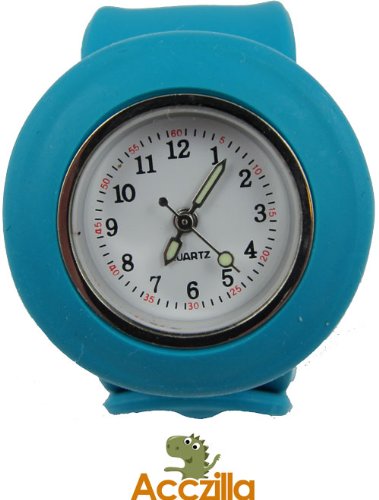 Acczilla Slap Watch - Silicone Slap On Watch - Aqua Blue - Childrens Size