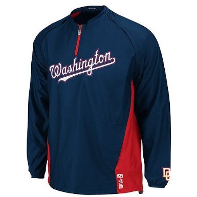 Washington Nationals Authentic Road Triple Peak Cool Base Gamer Jacket by Majestic Select Size: Medium