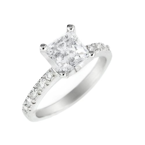 41l80FIP2pL 14k White Gold Wedding Bridal Band Engagement Ring Radiant Round White Diamond Ring (3/4 cttw, G, SI2 I1)