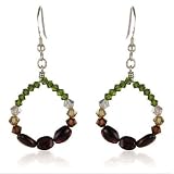 Image of Nakai Garnet, Crystal and Sterling Silver Hoop Earrings