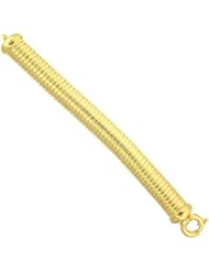Sterling Silver Striped Dome Bracelet in Yellow Gold Finish, Large Spring Clasp, 19/32 inch wide