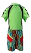 MaxOut UPF 50+, UV Protective Boy's 2 pc Set: Short Sleeved Shirt& Board Shorts (Sizes 6 mos-7)