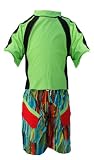 MaxOut UPF 50+, UV Protective Boy's 2 pc Set: Short Sleeved Shirt& Board Shorts (Sizes 6 mos-7)
