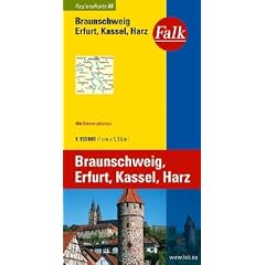 Falk Regionalkarte Braunschweig - Erfurt - Kassel - Harz 1:150 000