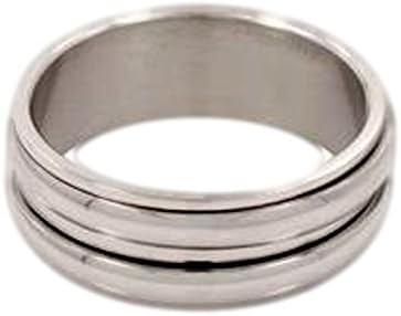 Stunning Double Band Stainless Steel Spinning Ring : Size 10