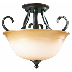 Design House 512608 Cameron 2-Light Semi Flush Ceiling Mount, 12.25-Inch by 14-Inch, Oil Rubbed Bronze