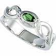 14K White Gold Emerald and Diamond Ring