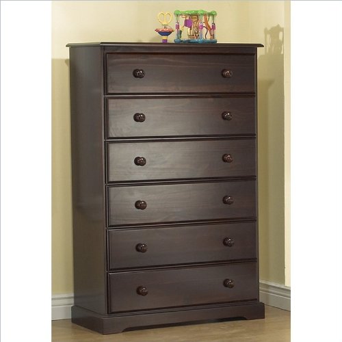 Oak on Pine Sorelle Sophia Solid Pine 6 Drawer Chest