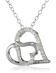 Sterling Silver Diamond Double Heart Pendant Necklace (1/6 cttw, H-I Color, I2 Clarity), 18"