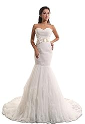 Strapless Sweetheart Polyester/Viscose Peplum Pleated Lace Mermaid Party Dress  With a Sash 