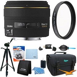 Sigma 30mm f/1.4 EX DC HSM Autofocus Lens for Nikon DSLR Cameras - Lens Kit Bundle