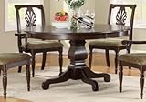 Pedestal Round Dining Table in Brown Finish
