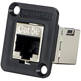 Switchcraft EHRJ45P5ES RJ45 CAT5e Feedthru Panel Mount Jack, Shielded, Plastic Black Housing