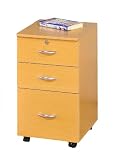 ABC Home Office File Cabinet with Casters in Golden Beech Finish