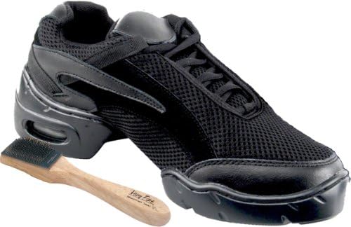 Very Fine Men's Women's Salsa Ballroom Latin Zumba Hip Hop Dance Sneakers Style VFSN008 Bundle with Dance Shoe Wire Brush, Black 10 M US (US Women 10/ US Men 8.5)
