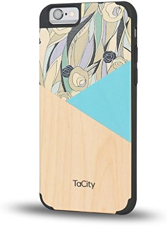 iPhone 6 Case,TaCity® Style 1 Real Maple Wood Case for iPhone 6 -Traveler Wooden Cover+9H Tempered Glass Screen Protector