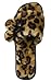 Beverly Rock Woman's New Plush Animal Print Leopard or Zebra Slide Fabric Slippers with Stylish Pom Pom's