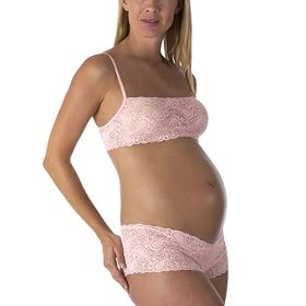 Eve Alexander Maternity Lace Bralette and Boyshort Set - Pink