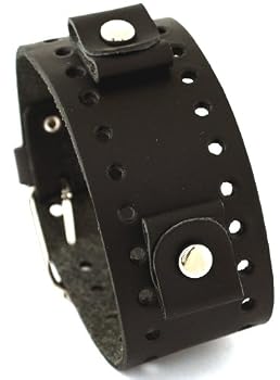 Nemesis Black Wide Leather Cuff Wrist Watch Band
