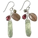 Handmade Freshwater Pearl Earrings With Garnet, Green Kyanite & Sterling Silver