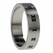 316L Stainless Steel Ring with laser cut design - Roman Numerals (Sizes 6-13)stone - Width: 7mm (Sizes 8-12)