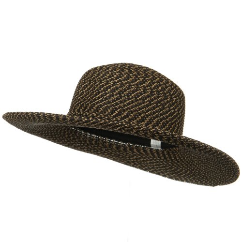 UPF 50+ 3 Tone Braid 4 inch Brim Self Tie Hat - Black Blend W32S28D