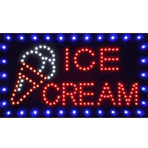 Cheap Easy Operation 22x13 inch ICE CREAM Electronic Flash Flashing LED Display Sign Shop Door Window Advertising LED Board Indoor Decor